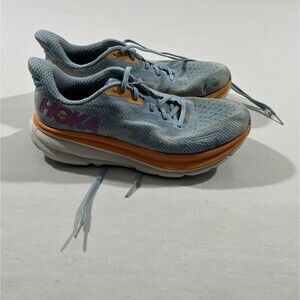 Hoka One Clifton 9 ABIW Blue Running Shoes Sneakers Running Gym Womens Sz 9.5
